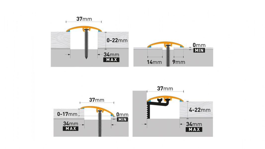 סף חצי ירח רוחב 4 ס"מ דגם ANTHRACITE